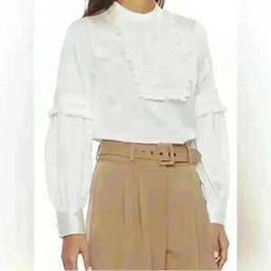 Ryegrass Ivory Tassel Boho Victorian Blouse Large NWT Love Bowery Poplin